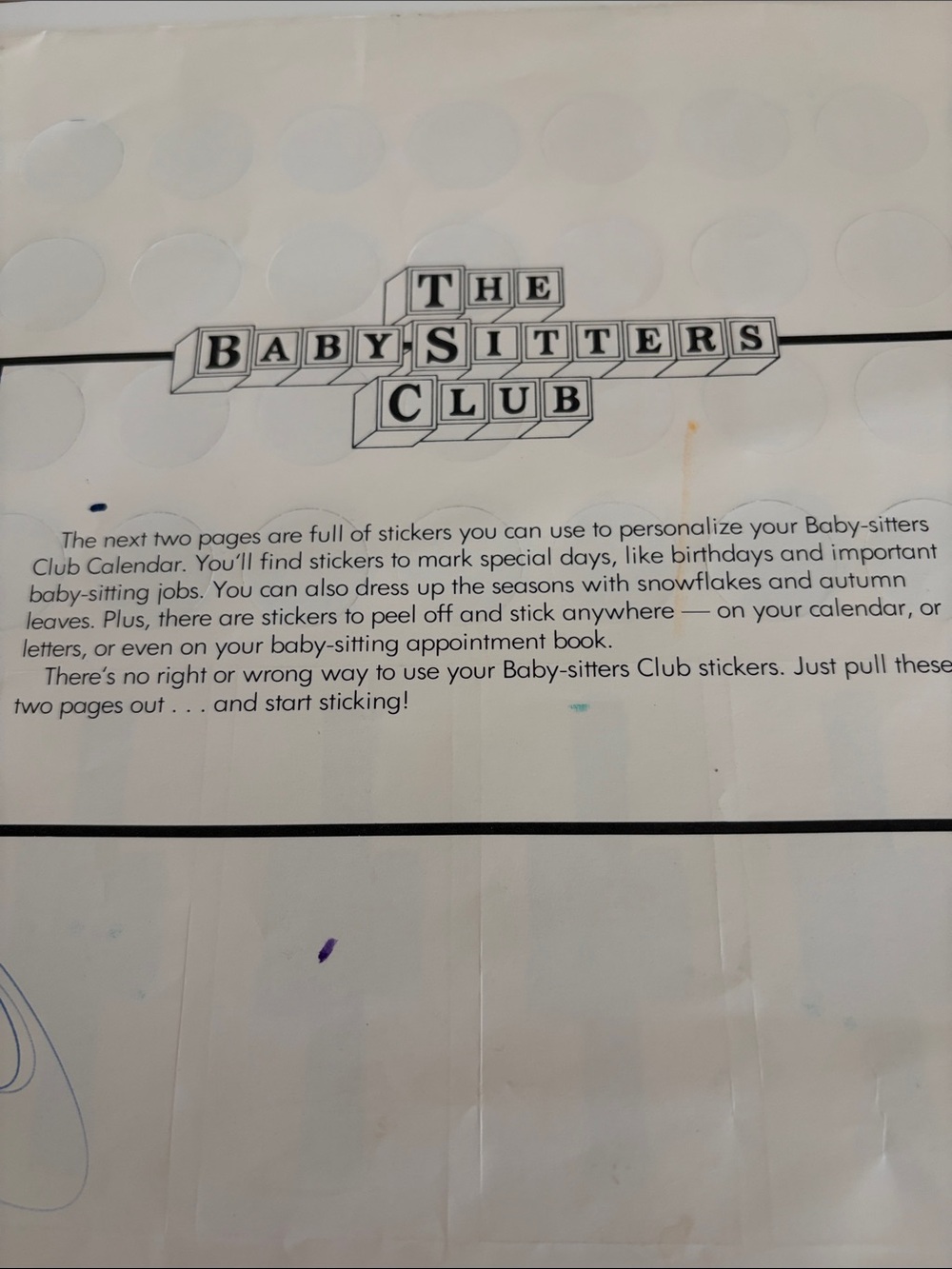Vintage The Baby-Sitters Club Calendar Sticker Set - Picture 3 of 7